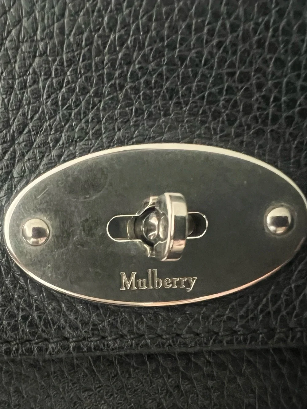 Mulberry Small Bayswater Black Grain Leather Silver Hardware